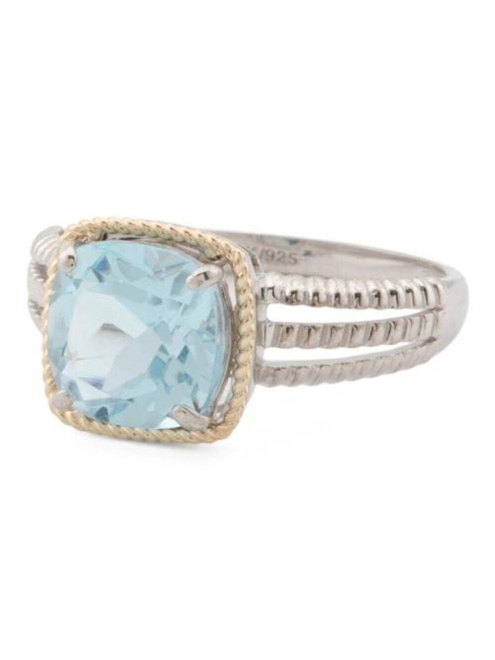 GEMOLIO Sterling Silver 14kt Gold Blue Topaz Ring